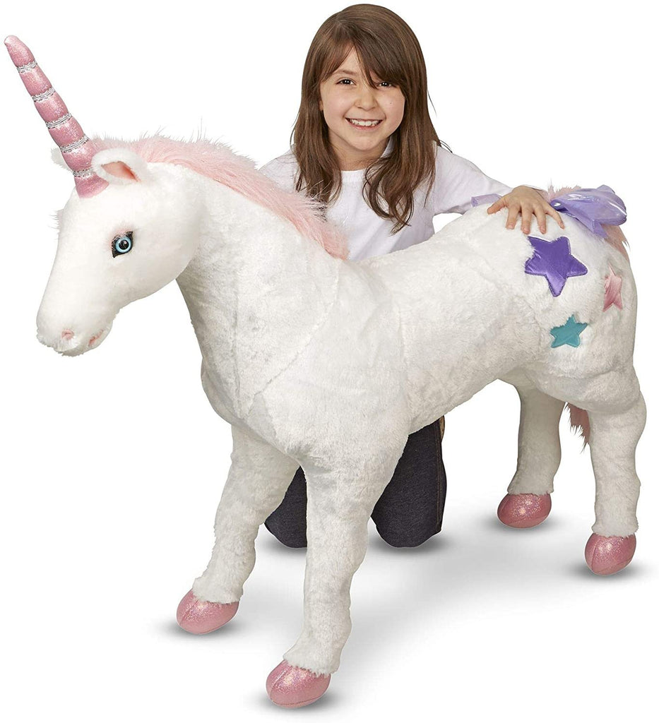 Melissa & Doug Giant Unicorn (Stuffed Animals & Play Toys, Sturdy Construction, Pure White Plush Fur, 32" H x 45" W x 12" L, Great Gift for Girls and Boys - Best for 3, 4, 5 Year Olds and Up)
