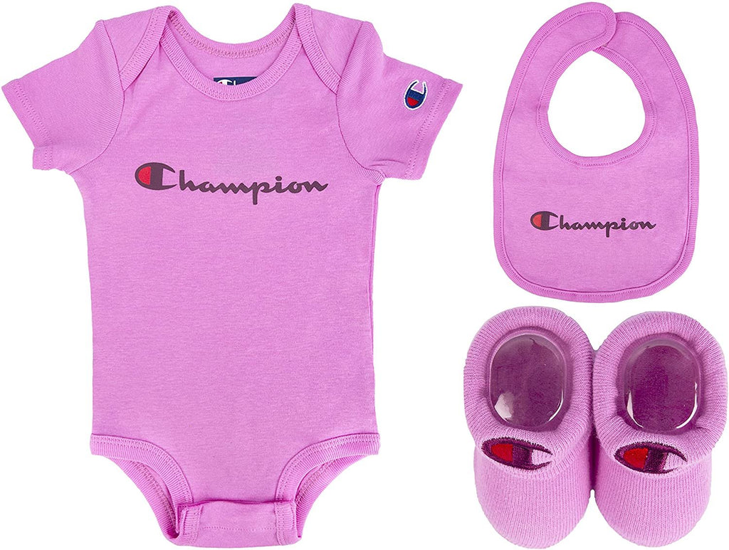 Champion Infant 3-Piece Box Set Includes Body Suit, bib or hat and Booties