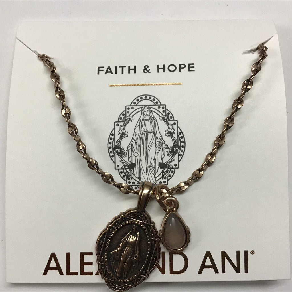 Alex and Ani Mother Mary Duo Charm Adjustable Necklace Rose Gold One Size, Rafaelian Antique Rose (A20ENGA36RAR)