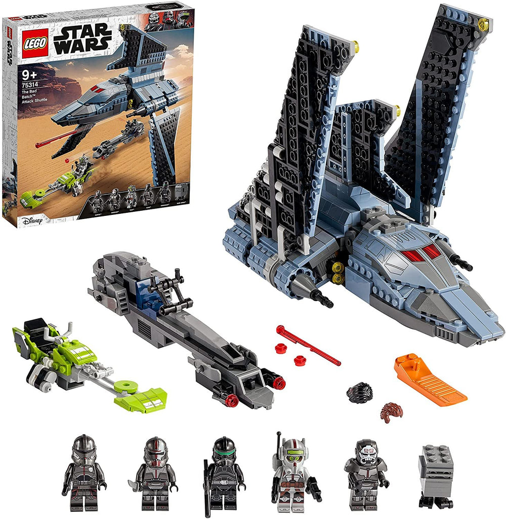 LEGO 75314 Star Wars The Bad Batch Attack Shuttle Building Toy for Kids Age 9 , Set with 5 Clones Minifigures & Gonk Droid Figure