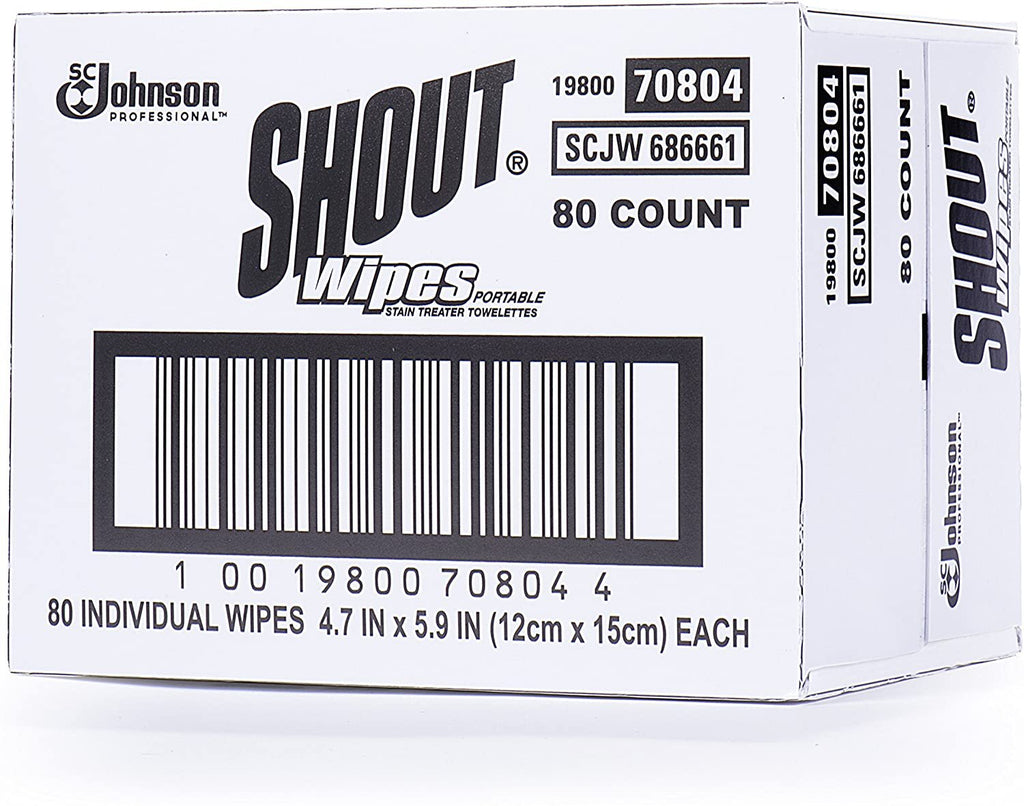 Shout Wipe & Go Stain Remover Wipes, 80 Count