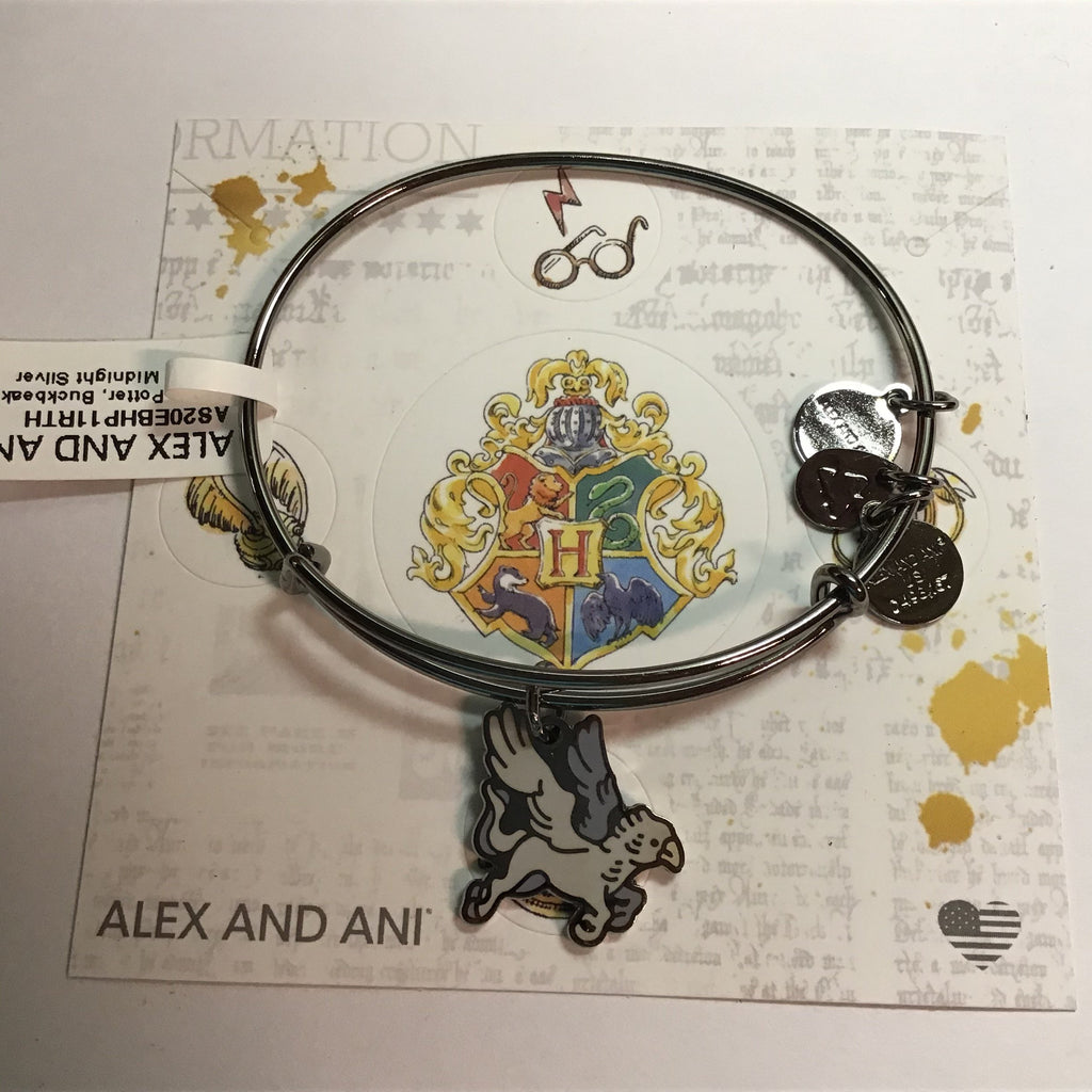 Alex and Ani Buckbeak Bangle Bracelet Midnight Silver One Size