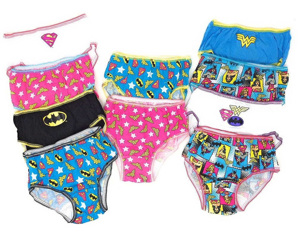 DC Comics Justice League 10-Pack Girls Panties Underwear Wonderwoman Supergirl Batgirl