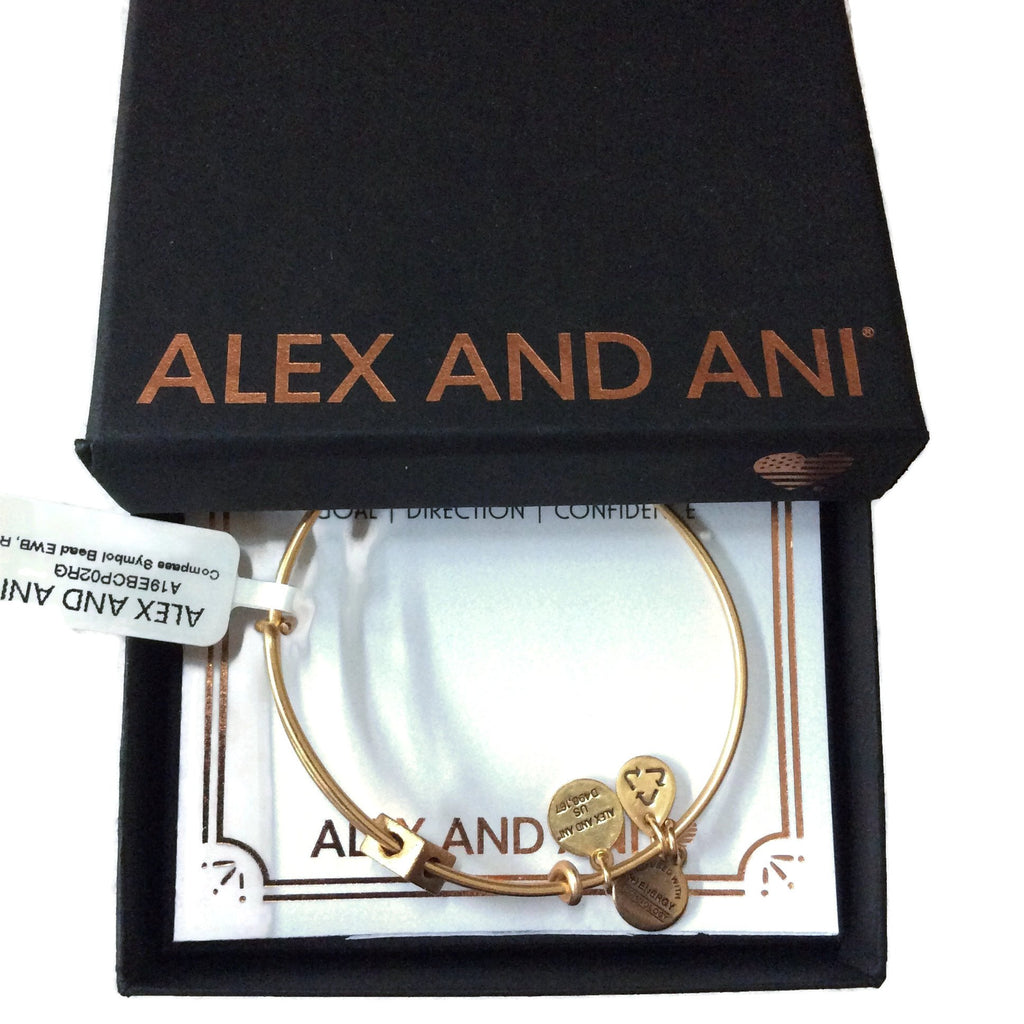 Alex and Ani Women's Compass Symbol Bead Charm Bangle, Rafaelian Gold