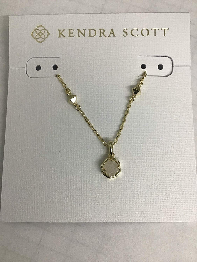 Kendra Scott Nola Gold Short Pendant Necklace in Iridescent Drusy