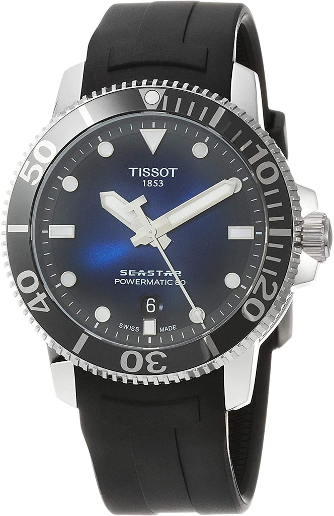 Tissot Men's Seastar 660/1000 Stainless Steel Swiss Automatic Rubber Strap, Black, 21 Casual Watch (Model: T1204071704100)