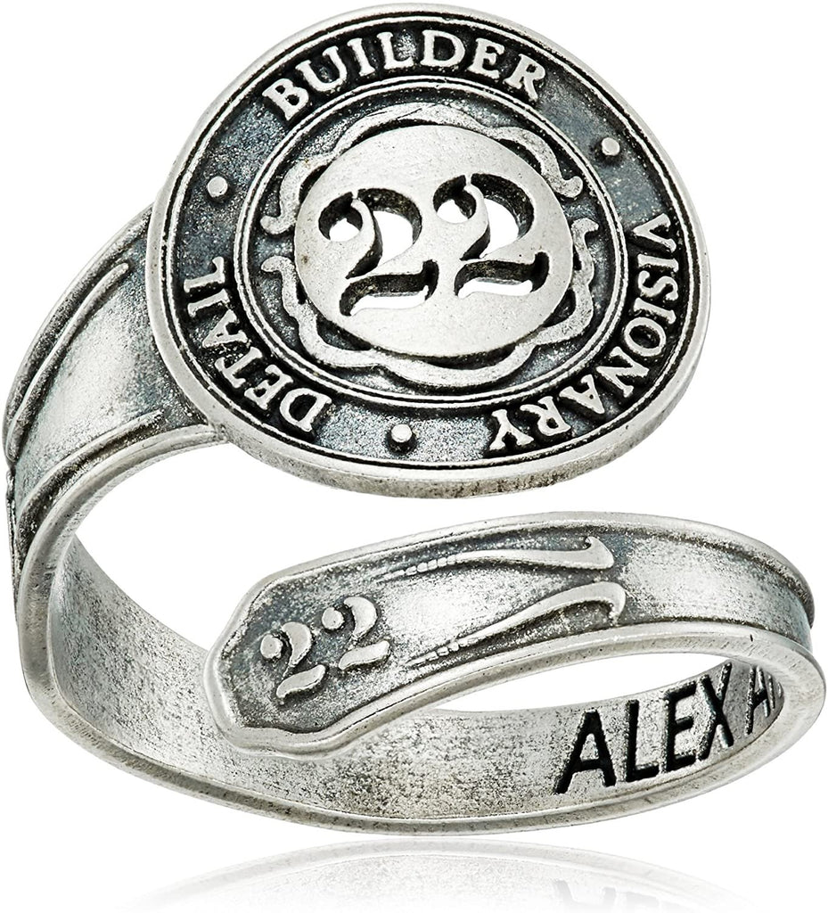 Alex and Ani "Numerology" Number, Sterling Silver Spoon Ring, Size 7-9