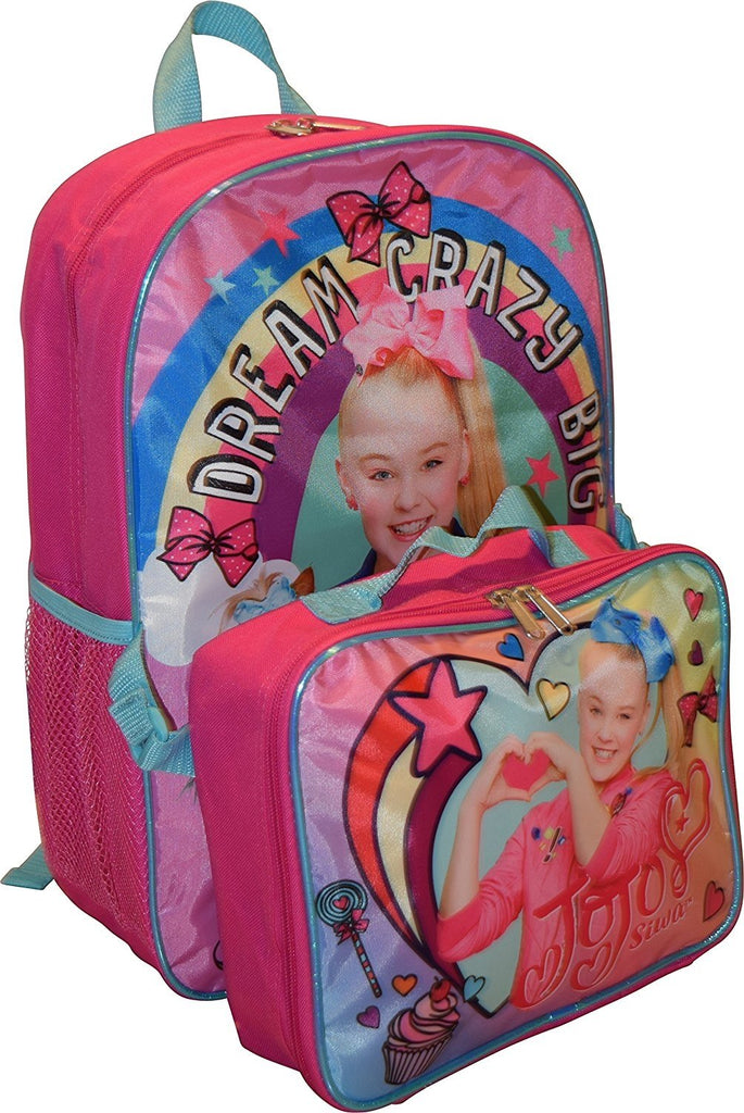 Nickelodeon Girl Jojo Siwa 16" Backpack With Detachable Matching Lunch Box