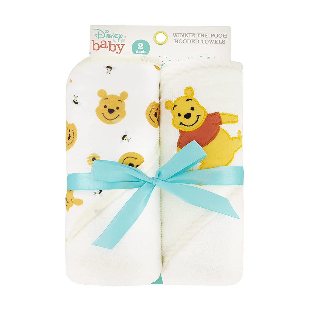 Disney Cudlie Baby Winnie The Pooh 2 Pack Rolled/Carded Hooded Towels in Sweet Life Print, 1 Count