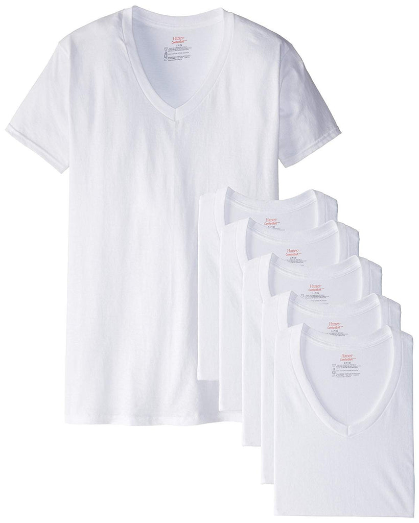 Hanes Men's White and Assorted V-Neck T-Shirts