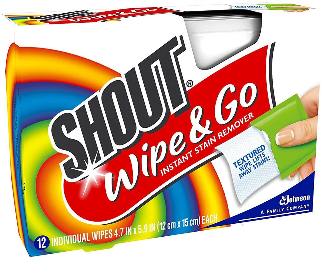 Shout Wipe & Go Instant Stain Remover Wipes, 12 CT (12 Pack of 12), Multi