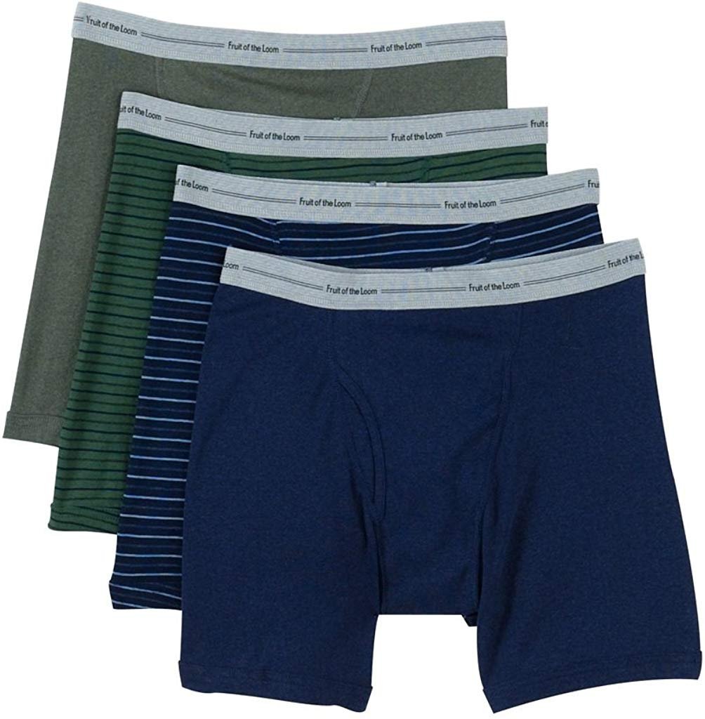 Fruit of the Loom Men's Print Solid  X-Size Boxer Brief(Pack of 4)