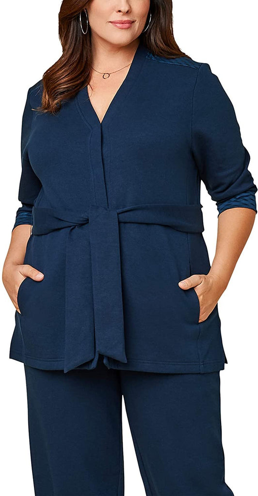 Seek No Further by Fruit of the Loom Women's Plus Size Â¾ Sleeve Stretch Tie Jacket