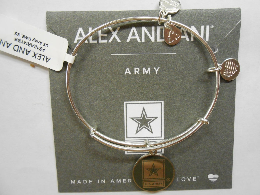 Alex and Ani Armed Forces US Navy Expandable Wire Bangle Charm Bracelet