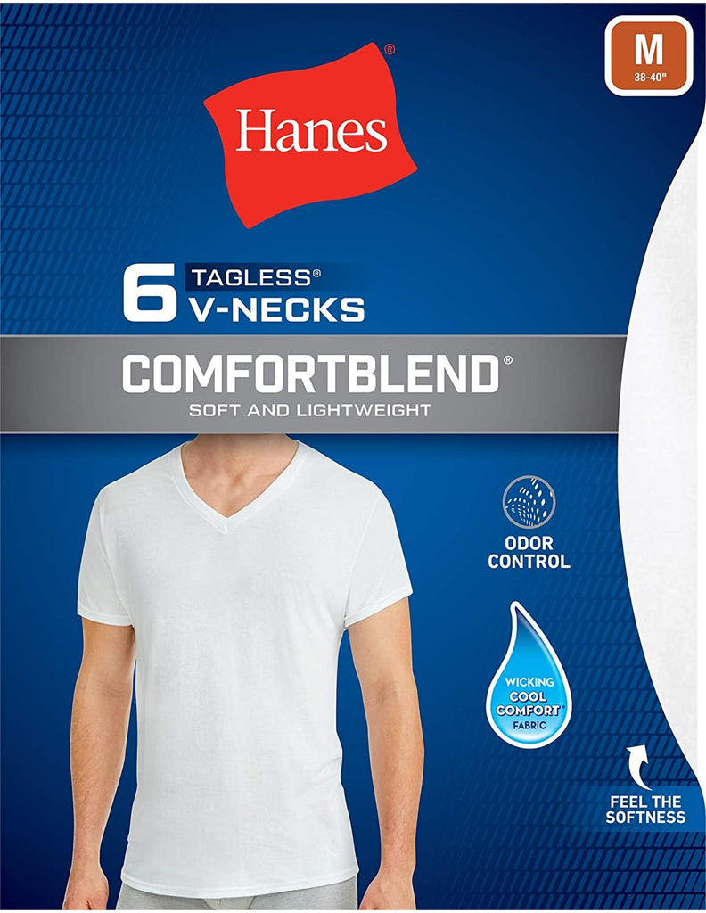 Hanes Men's 5-Pack ComfortBlend V-Neck T-Shirt with FreshIQ