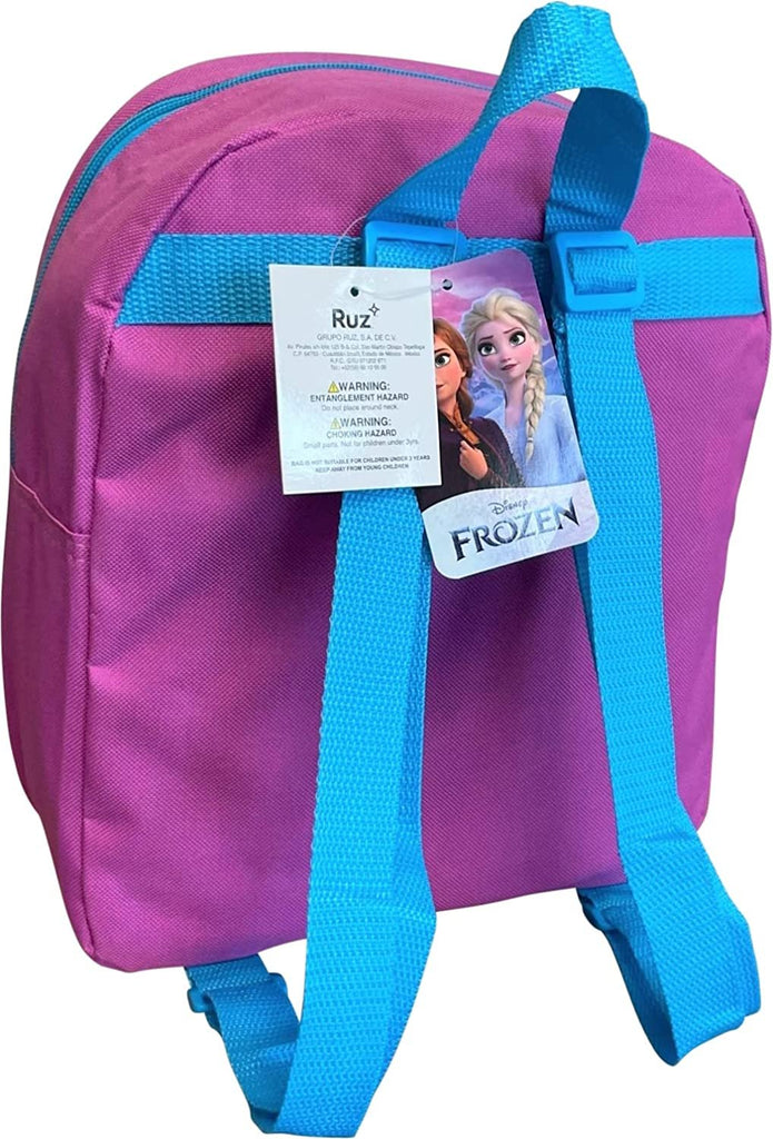 Frozen Anna And Elsa Toddler Girl 12 Inch Mini Backpack (Pink-Blue)