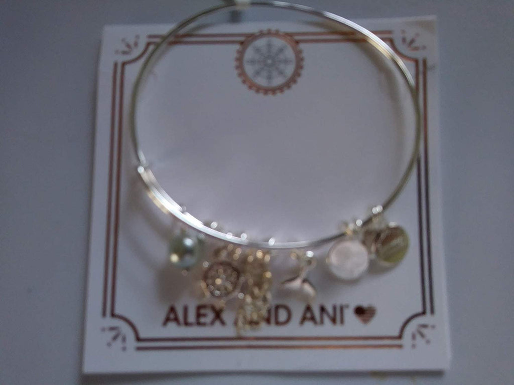 Alex and Ani Women's Ship Wheel Cluster Charm Bangle Bracelet, Shiny Silver