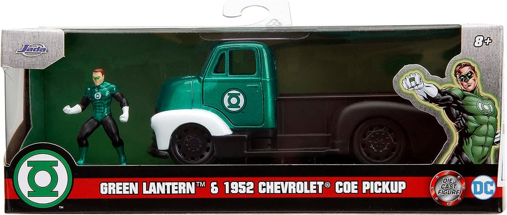 DC Comics 1:32 1952 Chevrolet COE Pickup Die-Cast Car & 1.65" Green Lantern Figure, Toys for Kids and Adults