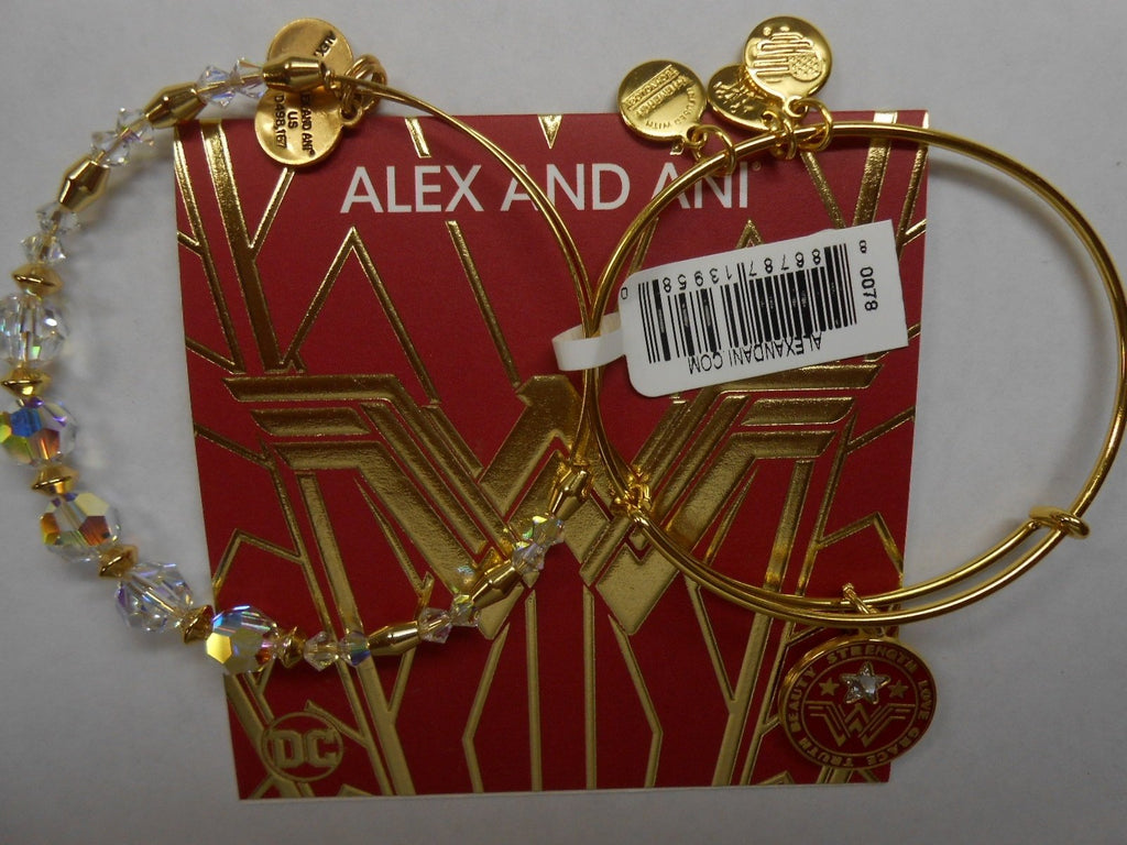 Alex and Ani Women's Wonder Woman Set Of Two Bracelet Shiny Gold One Size