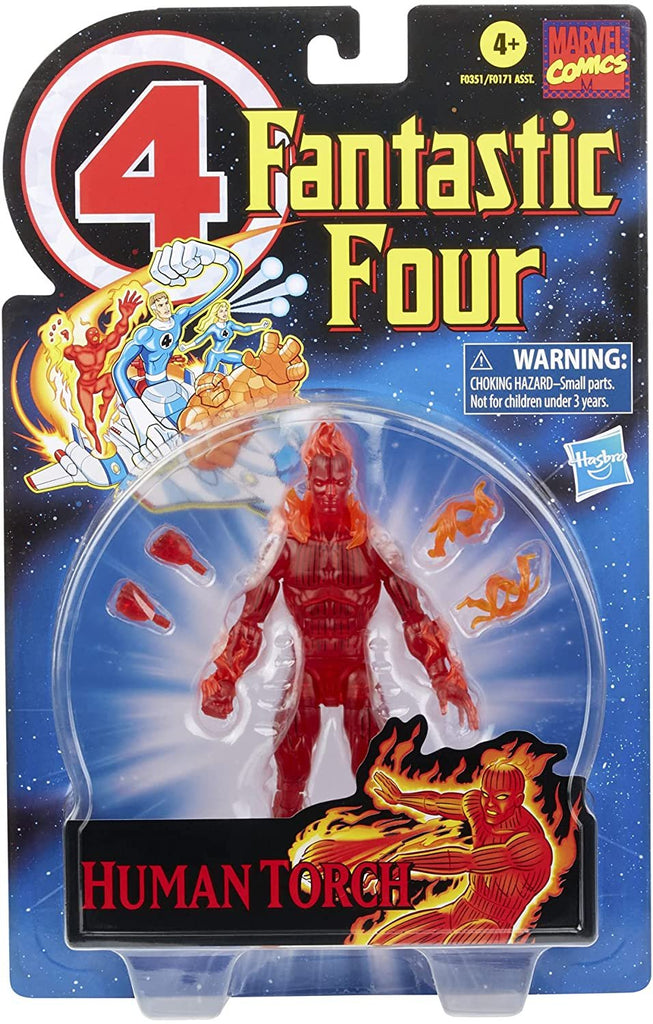 Hasbro Marvel Legends Series Retro Fantastic Four The Human Torch 6-inch Action Figure Toy, Includes 5 Accessories