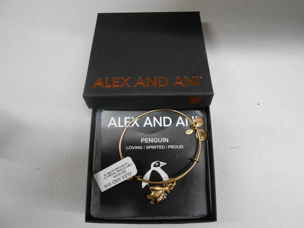 Alex and Ani Women's Penguin Charm Bangle Rafaelian Gold Finish Bracelet