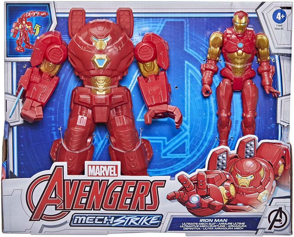 Avengers Marvel Mech Strike 8-inch Super Hero Action Figure Toy Ultimate Mech Suit Iron Man, for Kids Ages 4 and Up , Black