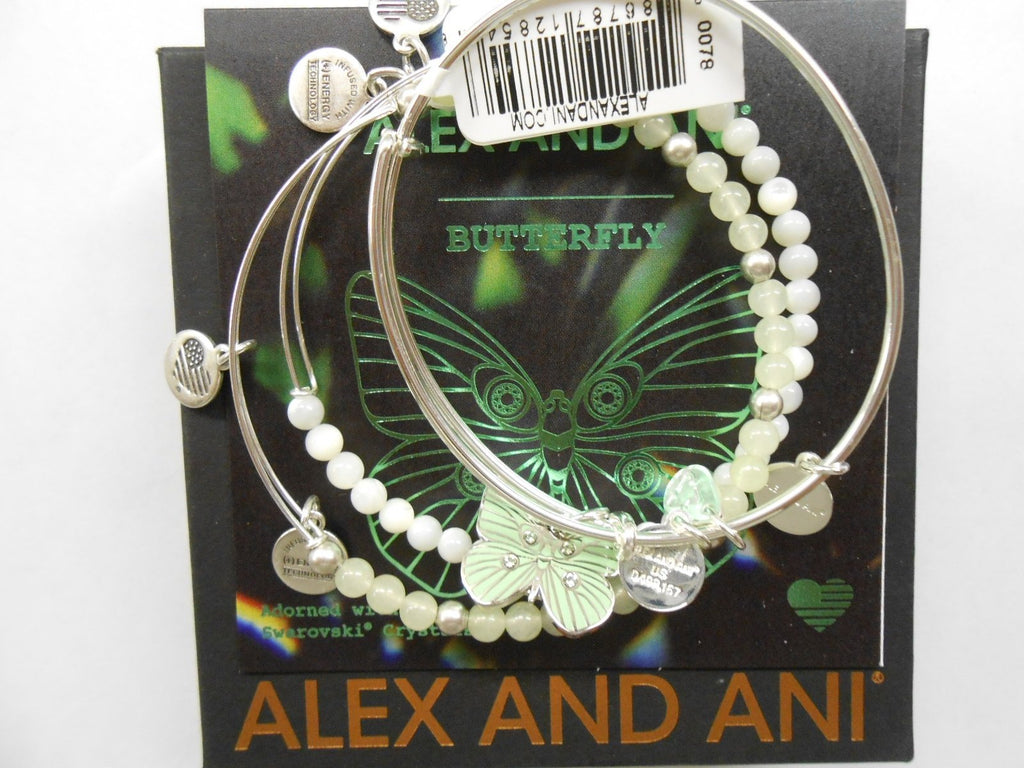 Alex and Ani Butterfly Set of 3 Rafaelian Silver Bangle Bracelet