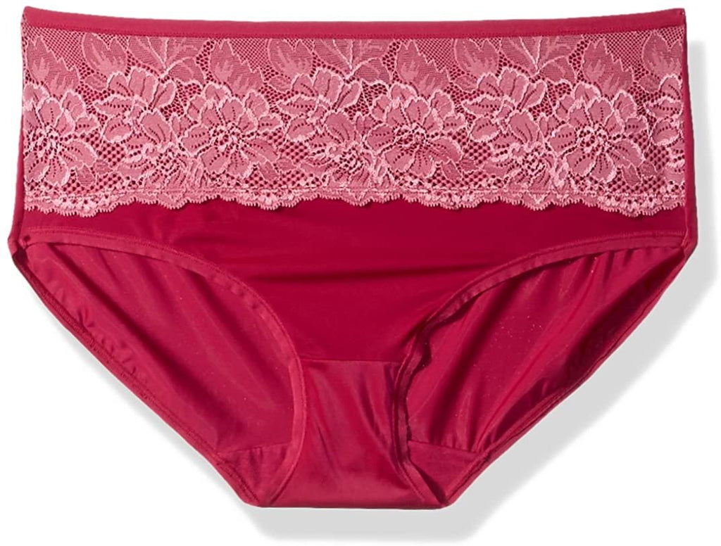 Bali Womens One Smooth U Comfort Indulgence Satin with Lace Hipster Panty