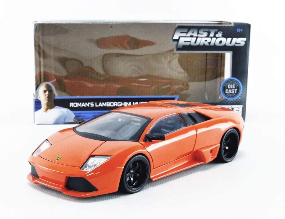 Fast & Furious 1:24 Roman's Lamborghini Murcielago, Orange, Die-cast Car, Toys for Kids and Adults