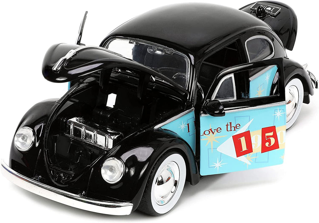 1959 Beetle Black I Love 50's Series 1/24 Diecast Car Model by Jada 31382
