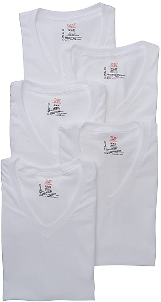 Hanes Platinum V-Neck T-Shirts - 5 Pack (Y777P5)