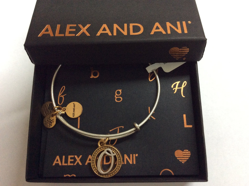 Alex and Ani Women's Initial O Charm Bangle Two-Tone One Size