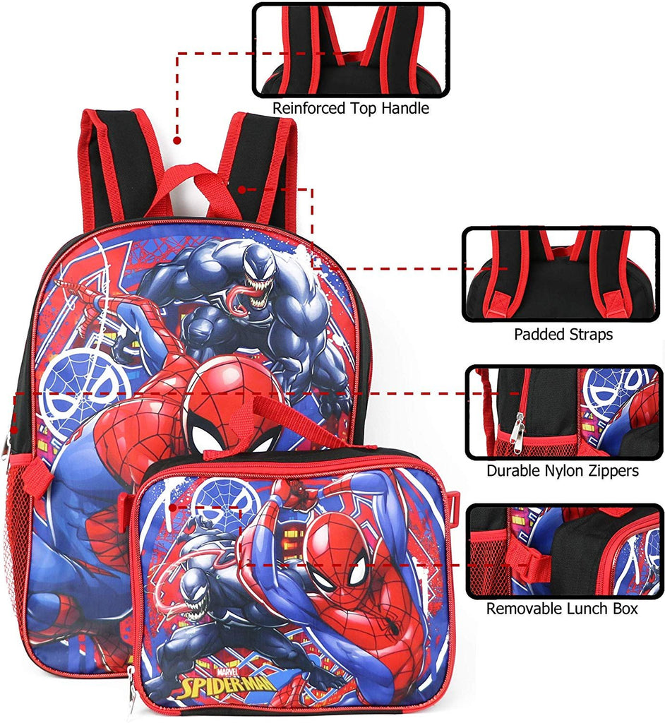 Spiderman Marvel 16" Backpack with Detachable Lunch Box