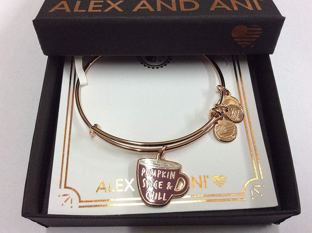 Alex and Ani Women's Color Infusion Pumpkin Spice and Chill Charm Bangle, Shiny Rose Gold