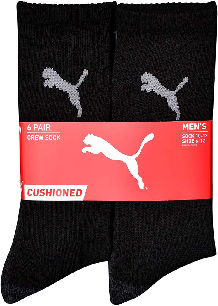 Puma Men's 6 Pack Crew Socks P111968-001 Sock Size 10-13