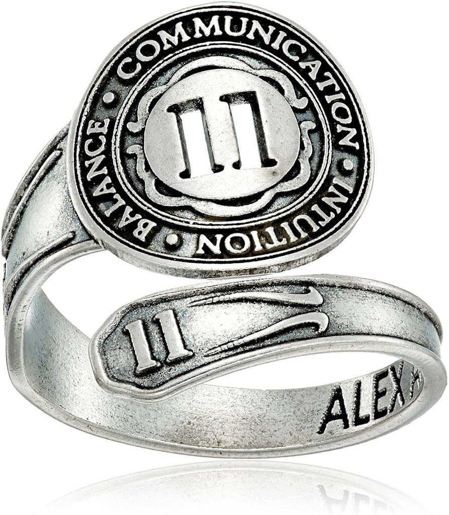 Alex and Ani "Numerology" Number, Sterling Silver Spoon Ring, Size 7-9