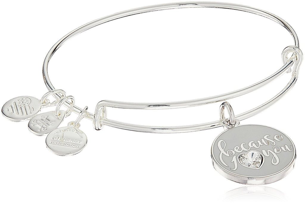 Alex and Ani Because I Love You with Swarovski Crystal Bangle Bracelet