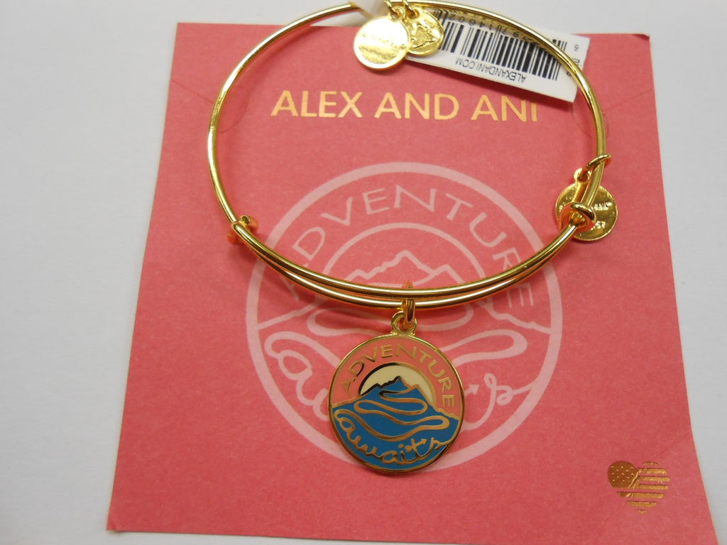 Alex and Ani Women's Words are Powerful, Adventure Awaits Bracelet, Shiny Gold, Expandable