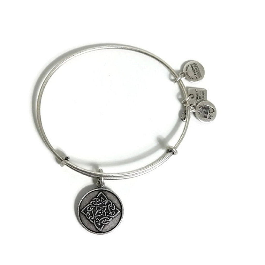 Alex and Ani Women's Celtic Knot Charm Bangle Rafaelian Silver Finish Bracelet