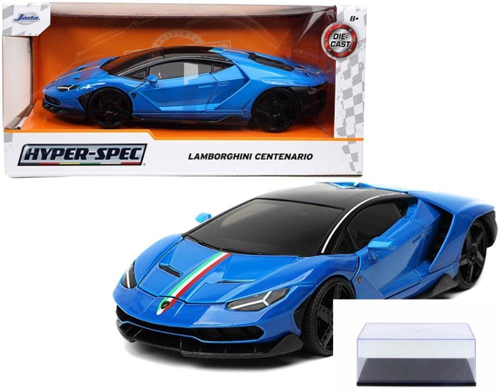 Diecast Car w/Display Case - Lamborghini Centenario, Blue - Jada Toys 32714 - 1/24 Scale Diecast Model Toy Car