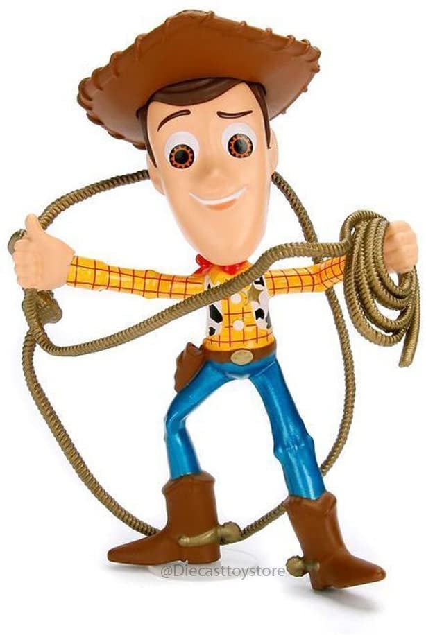 Jada Toys Metals 98346 Disney Pixar Toy Story Woody with Lasso Die Cast Collectible Toy Figure, 4", Yellow